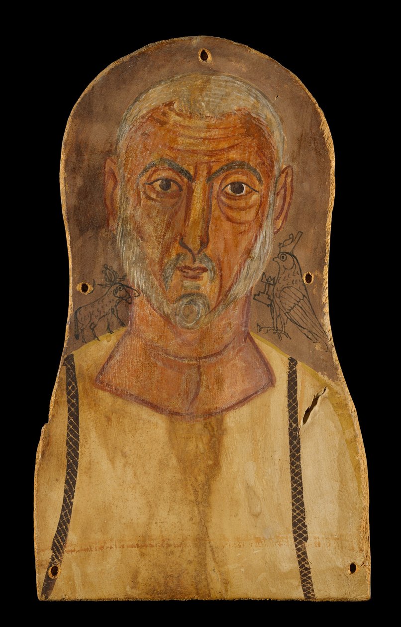 Elderly Man Flanked by Egyptian Gods, c.250 AD by Roman Period Egyptian