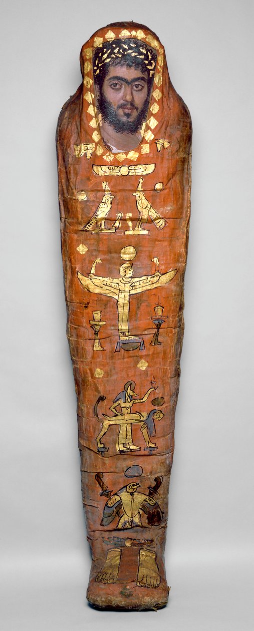 Mummy of a young man, with encaustic portrait, from El-Hibeh by Roman Period Egyptian
