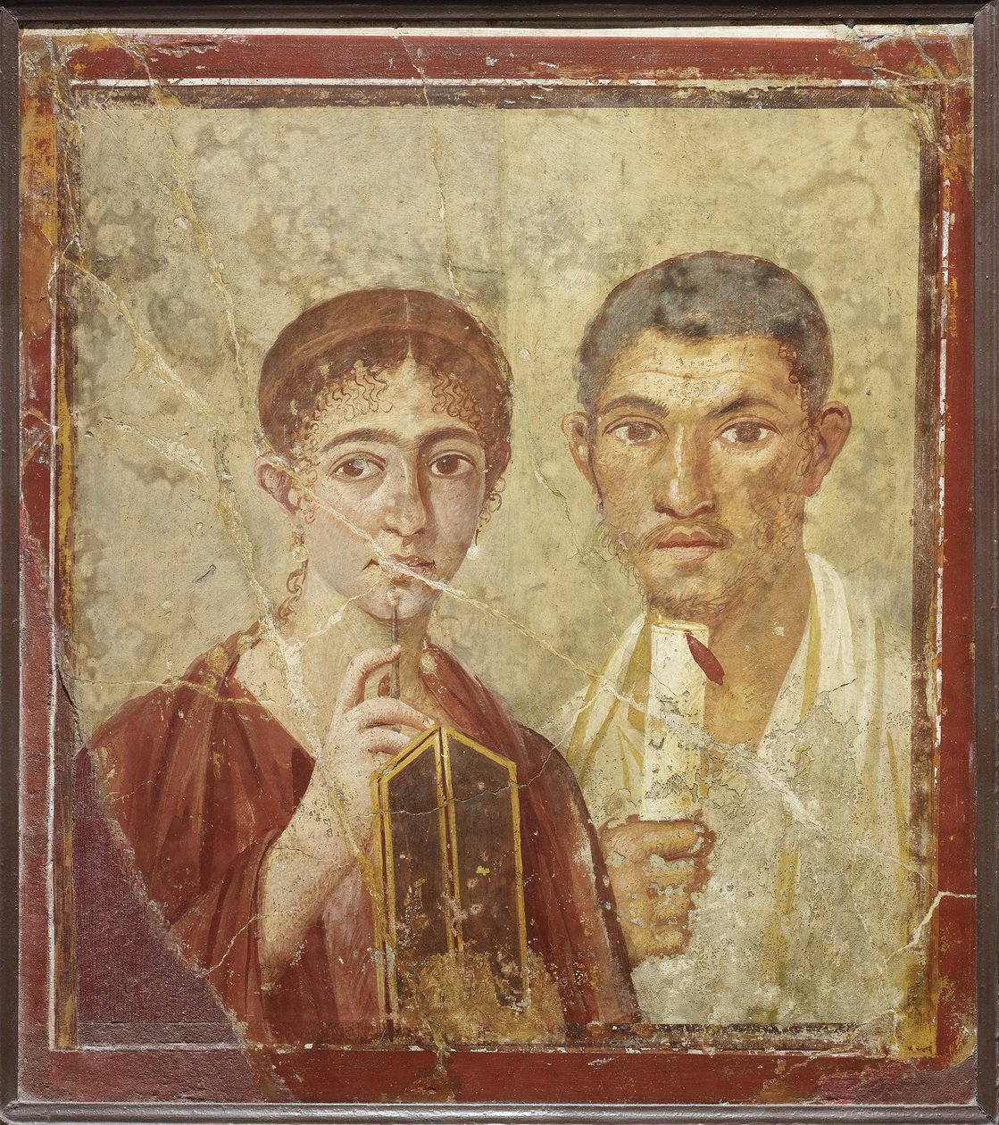 Portrait of the baker Terentius Neo and his wife by Roman Pompeian wall painting