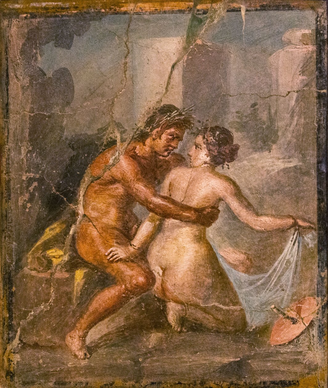 Satyr and Nymph by Roman Pompeian wall painting.