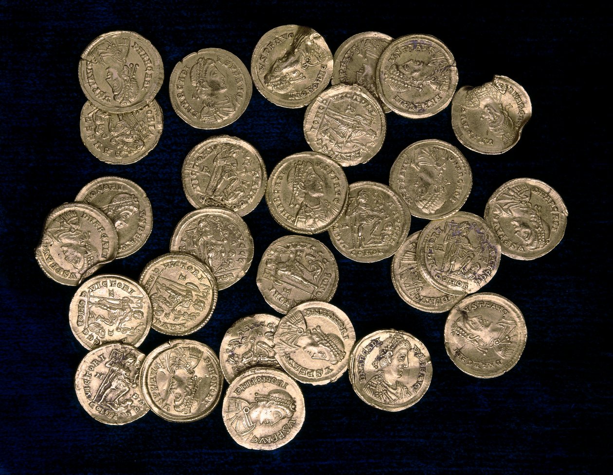 28 Coins from the Period of the Western Roman Emperor Flavius Honorius and the Eastern Roman Emperor Flavius Arcadius by Roman Roman
