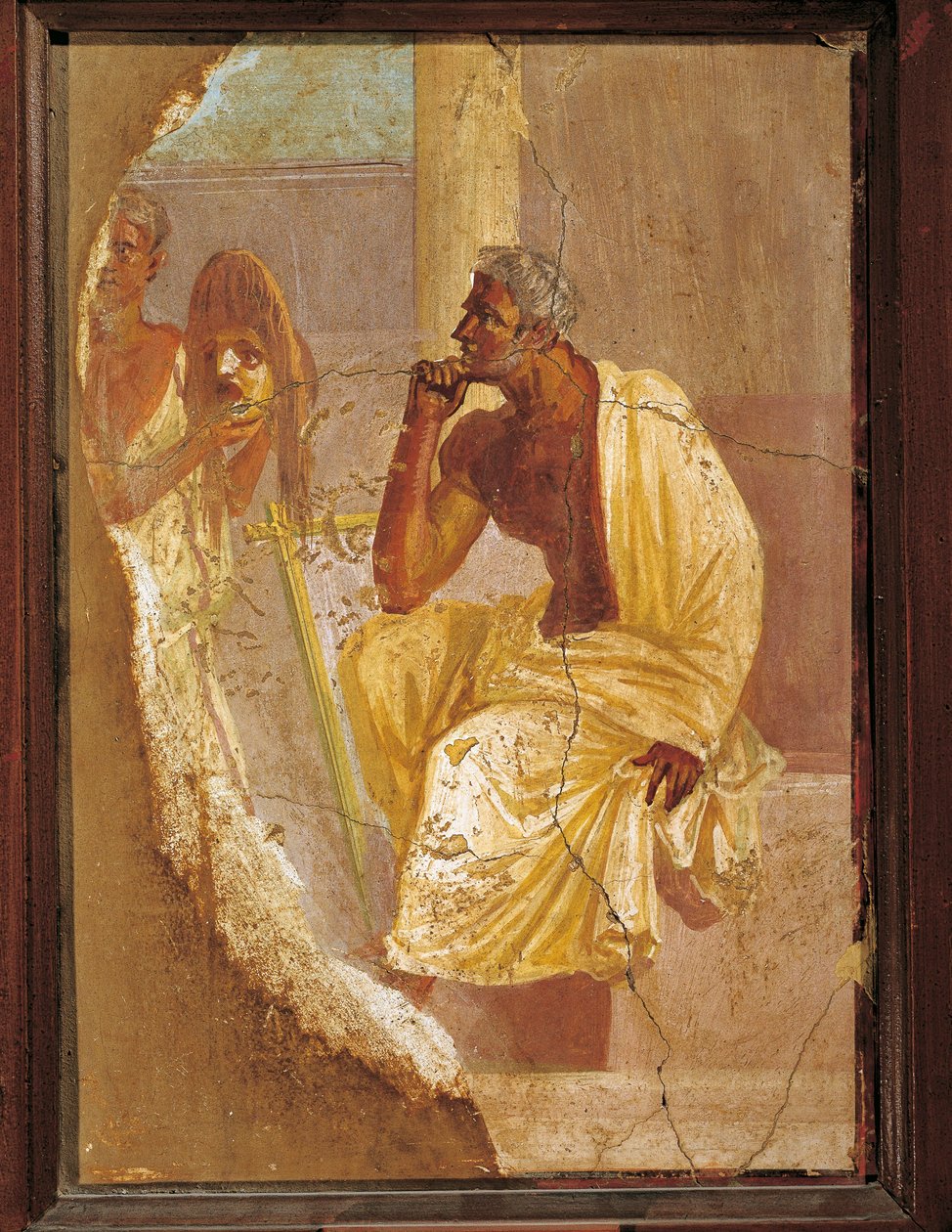 Fresco Depicting Actor and Tragic Mask, from Pompei, Italy by Roman Roman