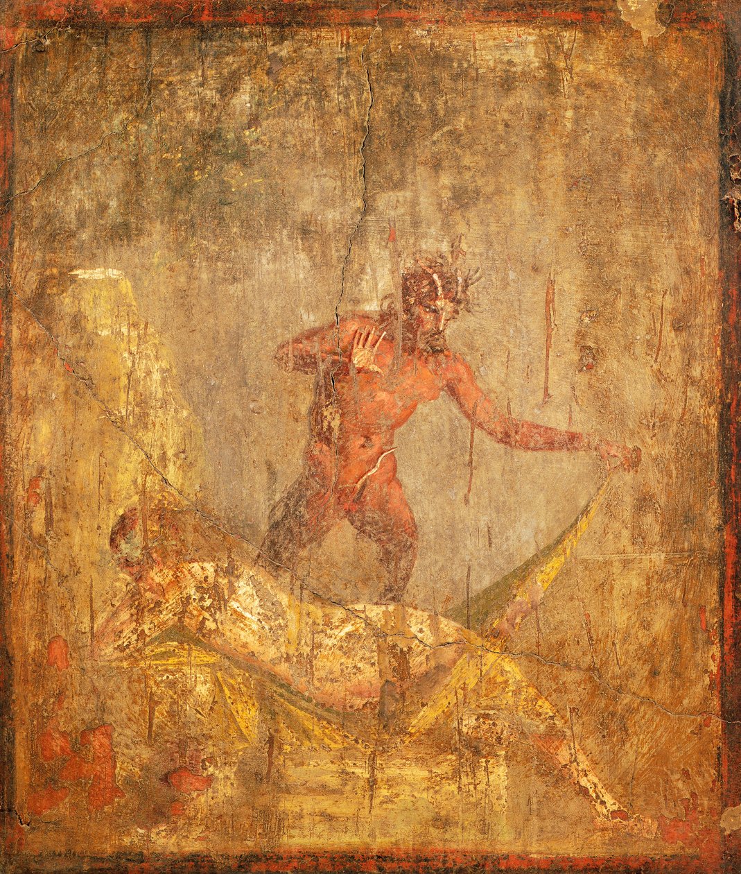 Fresco with an Erotic Subject Depicting Nymph and Pan from Pompeii by Roman Roman