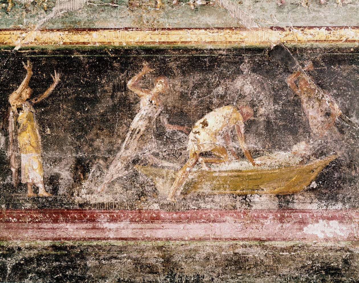 Roman art: the sentence of Bakenranef (Bocchoris) king of Egypt (detail) - Fresco from the frieze of room C, Villa Farnesina, Rome, Museo Nazionale Romano by Roman Roman