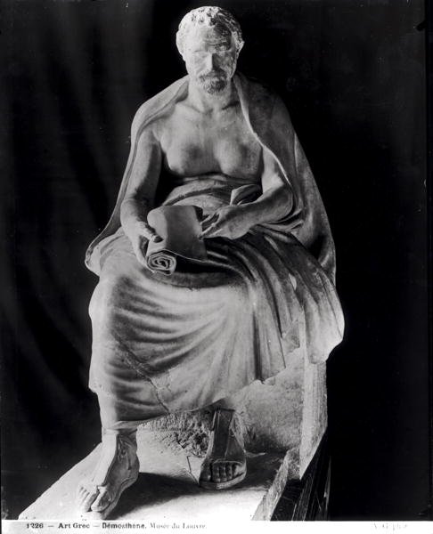 Seated Philosopher, the head thought to be Demosthenes (384-322 BC) (added later) from villa Montalto-Negroni by Roman Roman