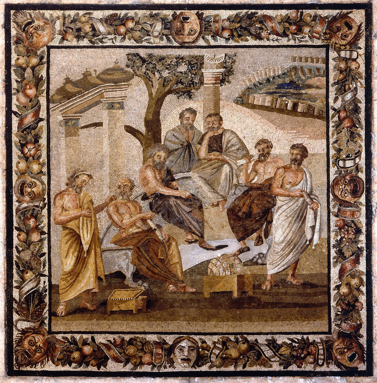 The Academy of Plato, Mosaic Found at Boscotrecase, National Museum, Naples by Roman Roman