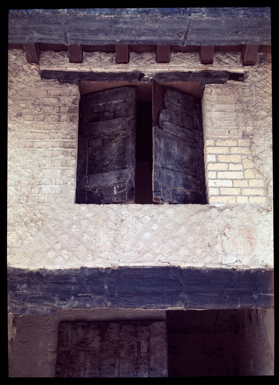 View of a carbonized window of a house of the porch of the decumanus maximus, 5th century BC-1st century AD by Roman Roman