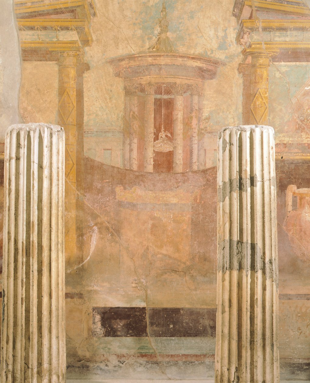 Wall painting in Second Pompeian Style, from House of Labyrinth, Pompeii , Campania, Roman Civilization by Roman Roman