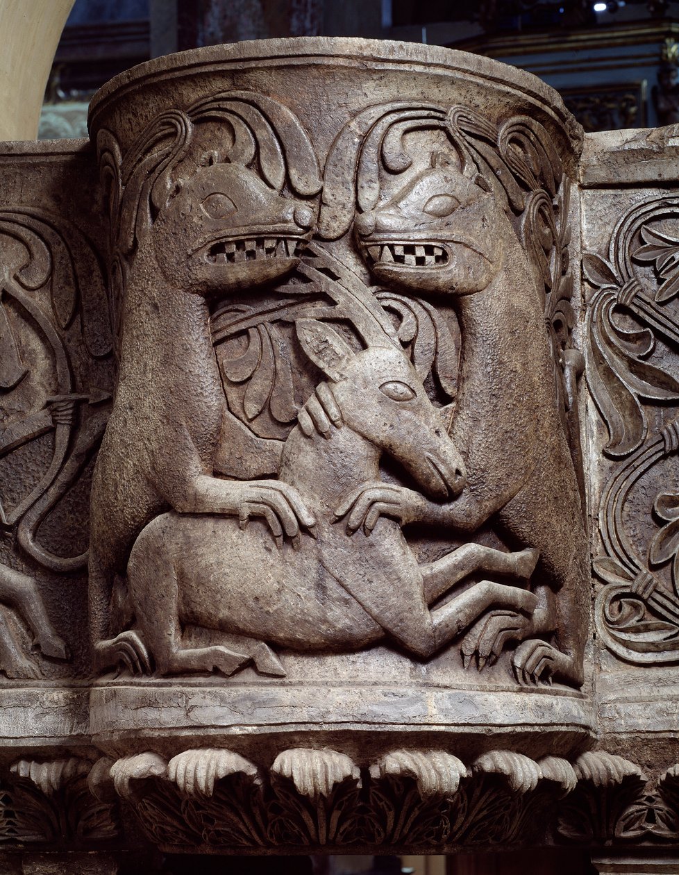 Animals fighting (detail) by Romanesque
