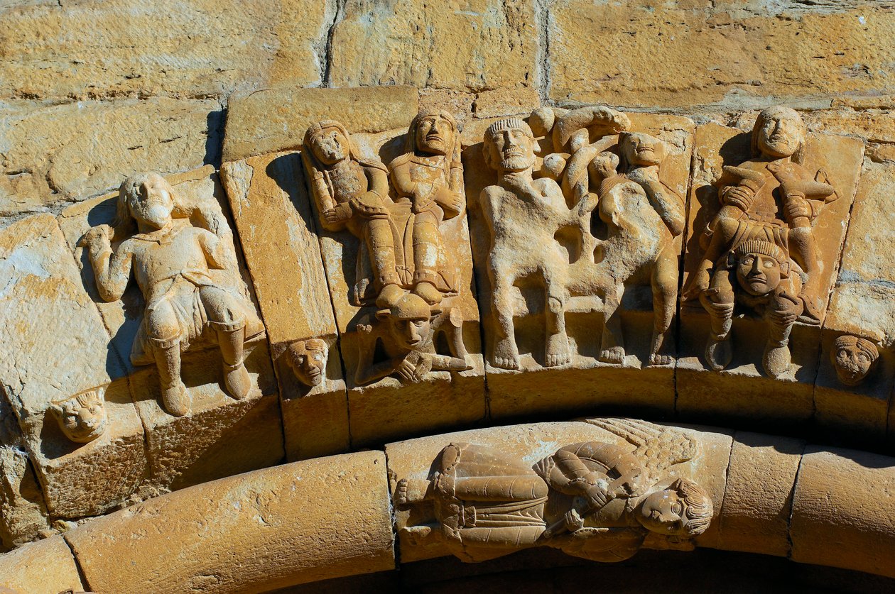 Façade of the Church of Saint Maria de Covet, Isona, Spain (detail) by Romanesque