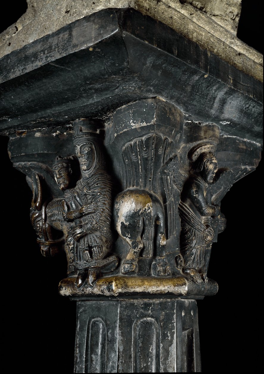 Romanesque art: capital of the 12th century. Aosta, Priorato di Sant 