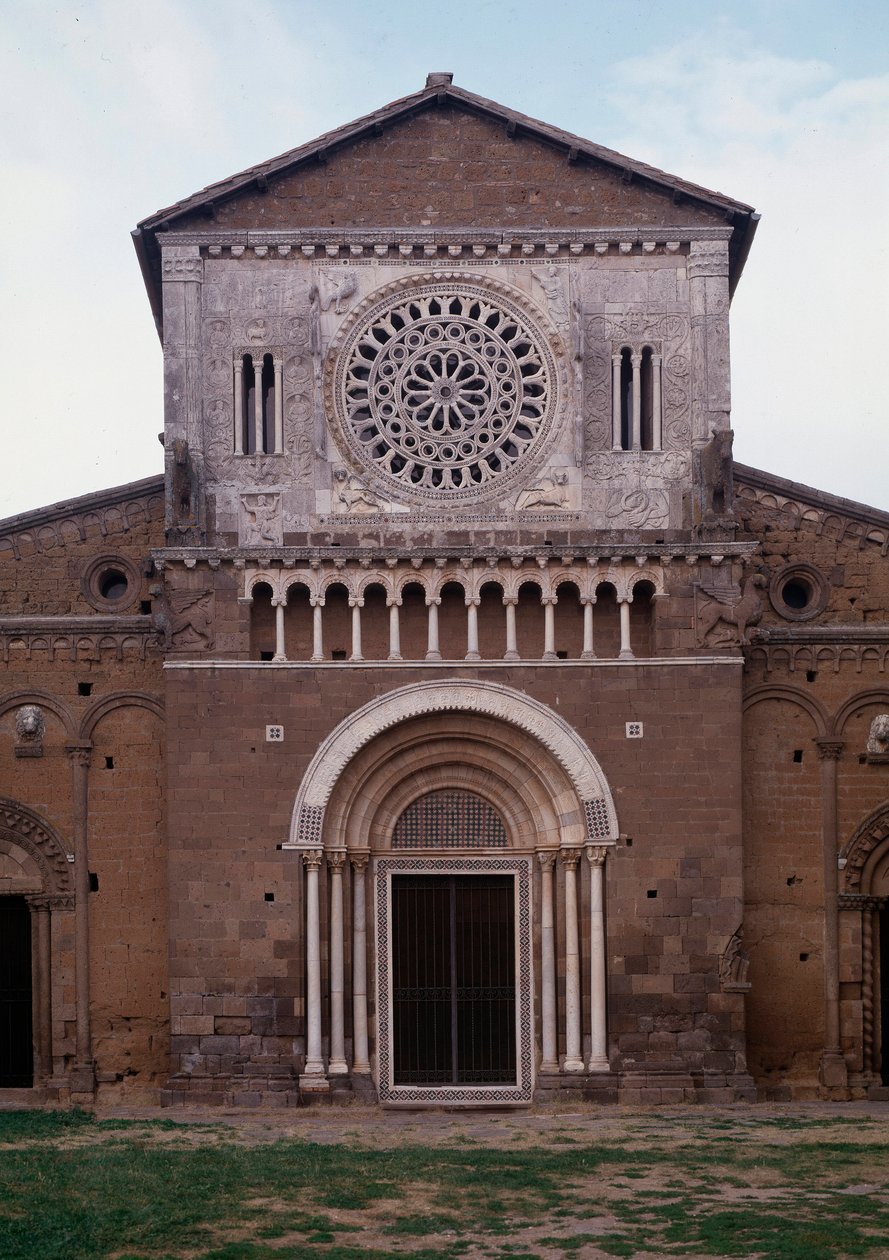 Facade of the Church of San Pietro (restored 1870) by Romanesque