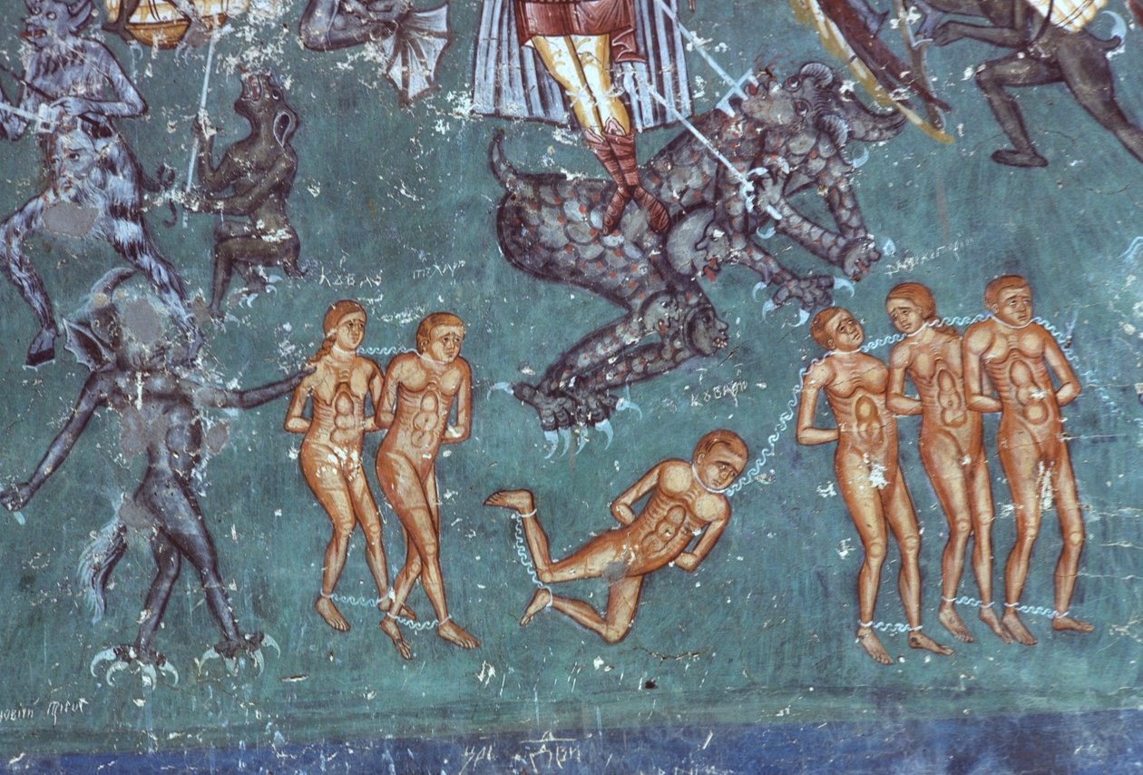 The Damned, (detail) from The Last Judgement, 1547-50 by Romanian School