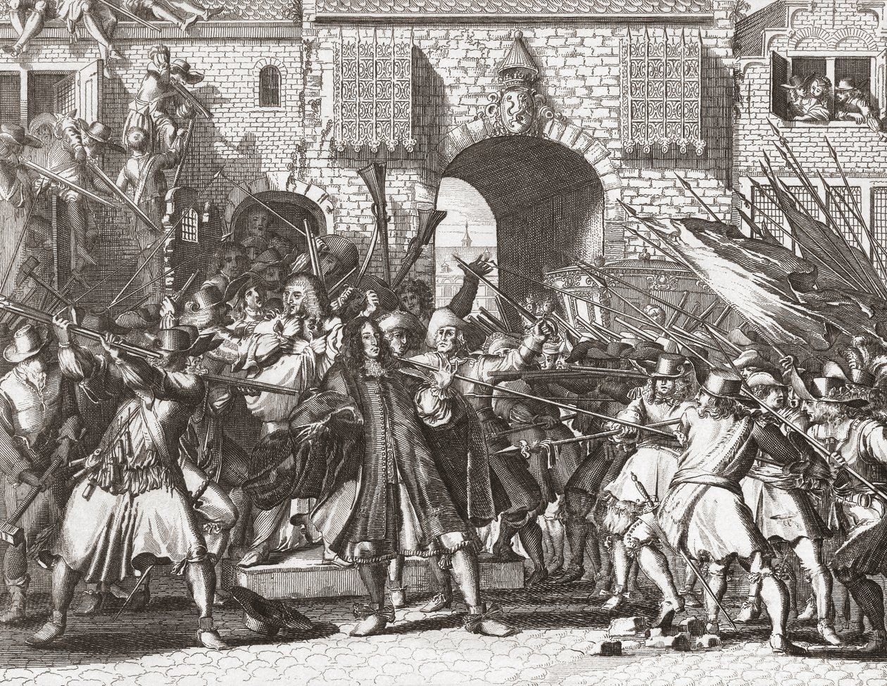 Lynch Mob Grabbing the de Witt Brothers by Romeyn de (after) Hooghe