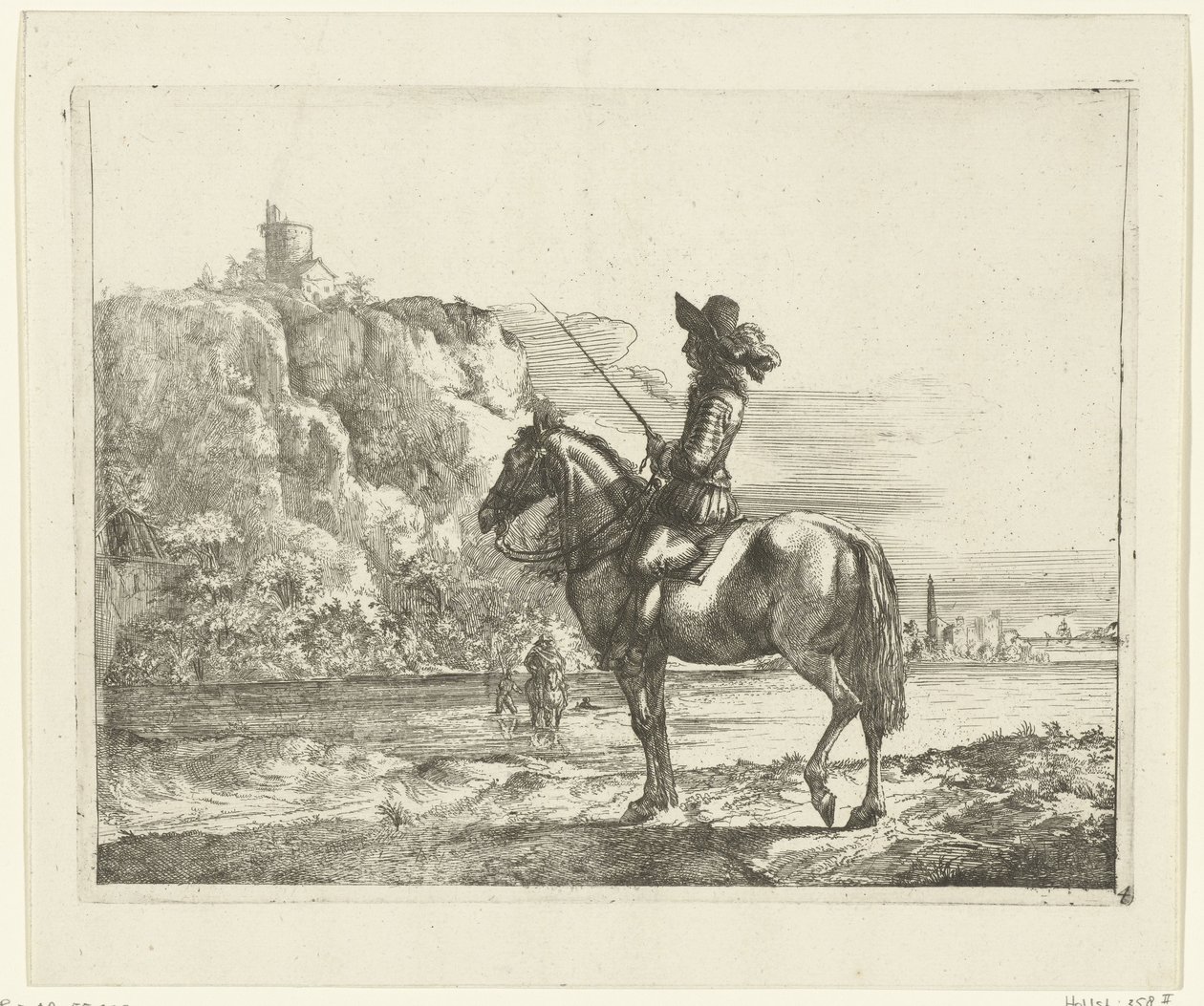 Rider by a River by Romeyn de Hooghe (attributed to)