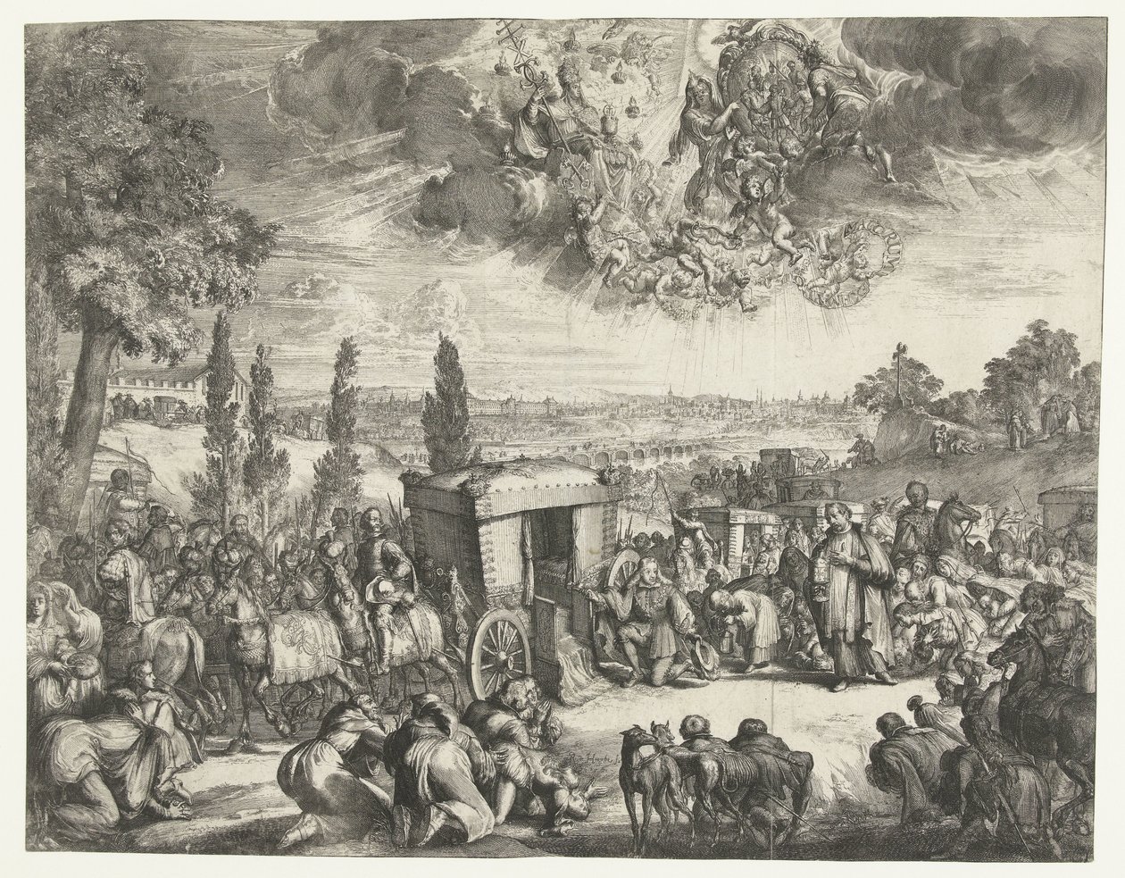 Charles II of Spain Kneeling by a Coach by Romeyn de Hooghe