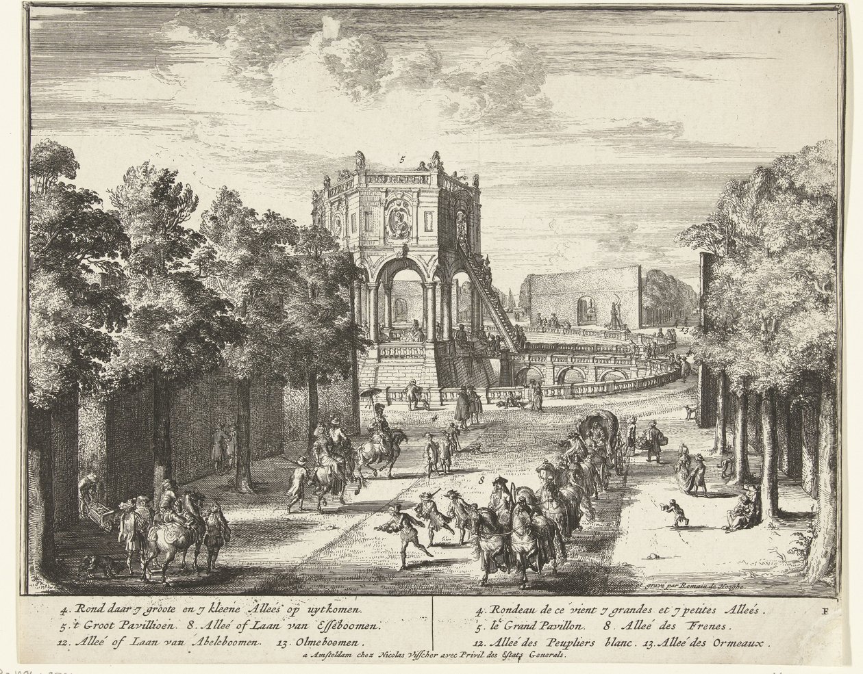 Avenue in the Park of Enghien Leading to a Pavilion (The Park of Enghien) by Romeyn de Hooghe