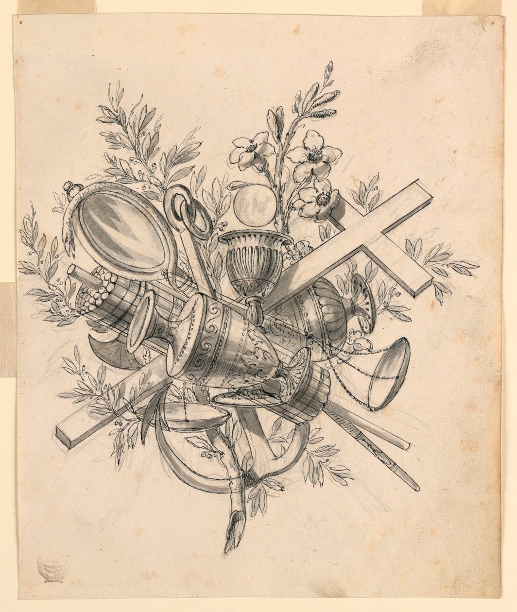 Trophy with Symbols of the Virtues, 1830–1850 by Romolo Achille Liverani