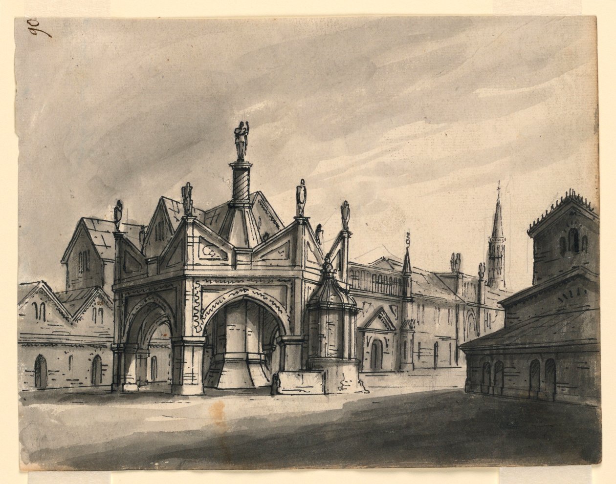 Stage Design, Exterior of Gothic Buildings by Romolo Achille Liverani