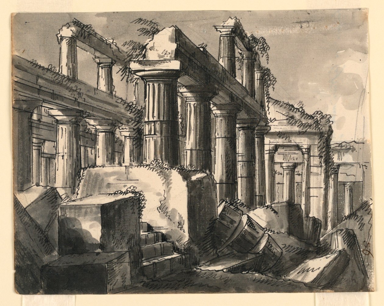 Stage Design, Ruins of Temple by Romolo Achille Liverani