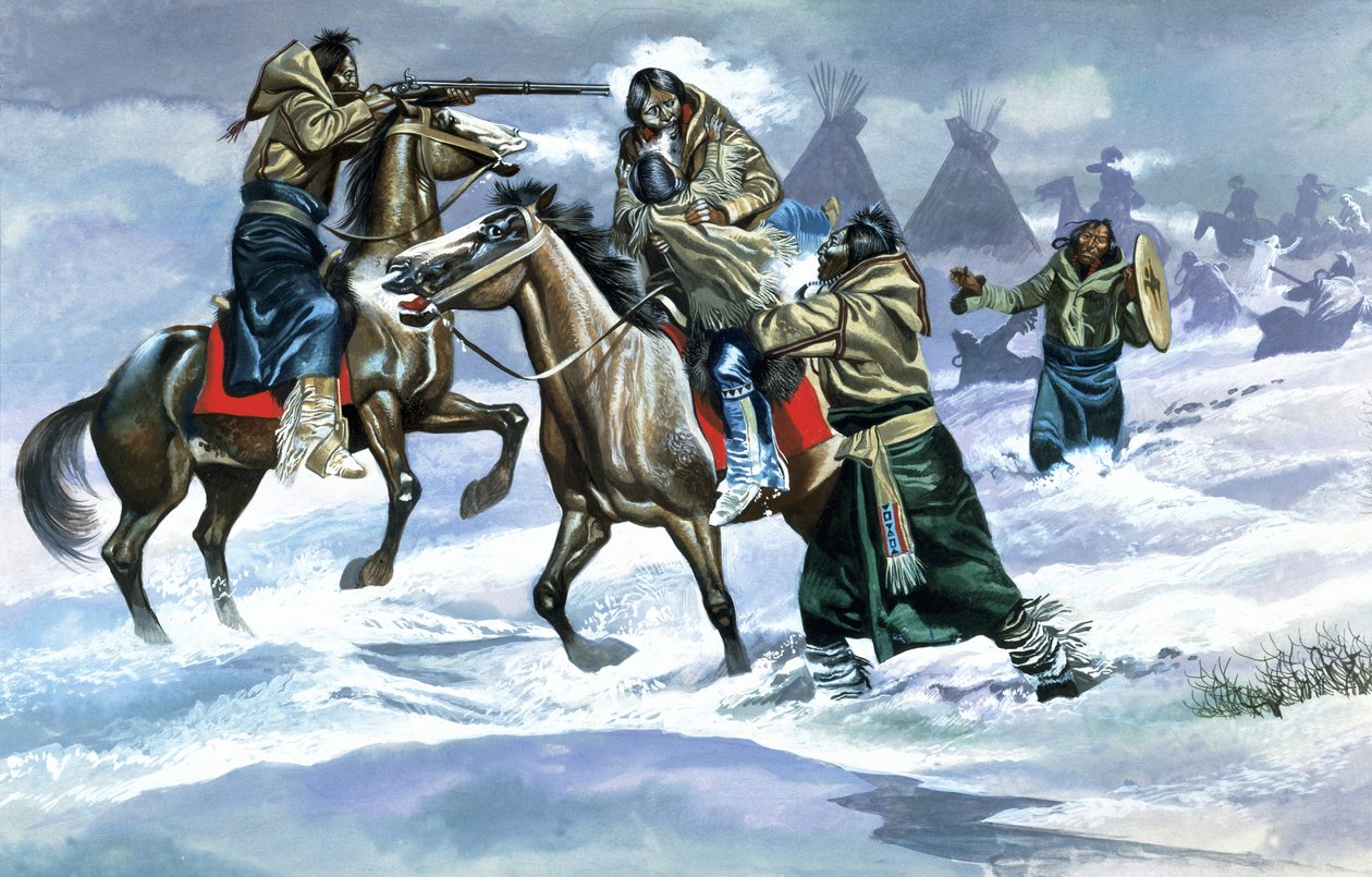 Indians in the Snow by Ron Embleton