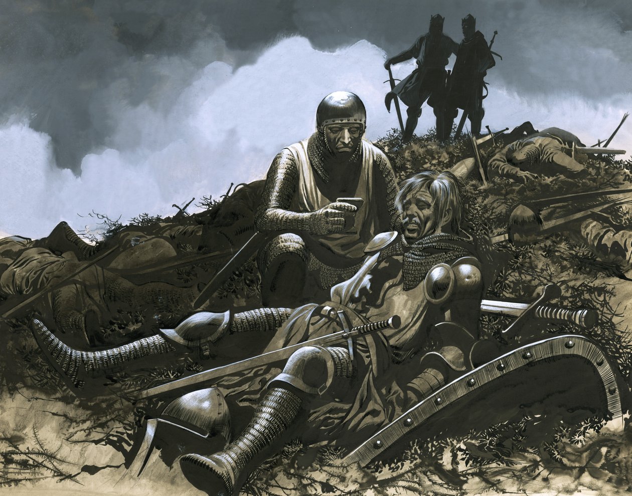 Into Battle, the Arrows Fell Like Snow by Ron Embleton