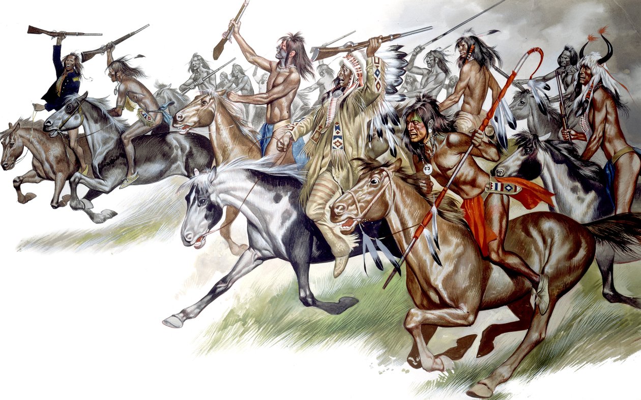 Native American Indians on Horseback by Ron Embleton