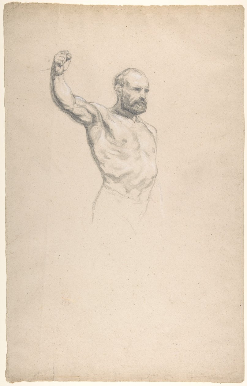 Bearded, Bare-Chested Male Figure, Study for 