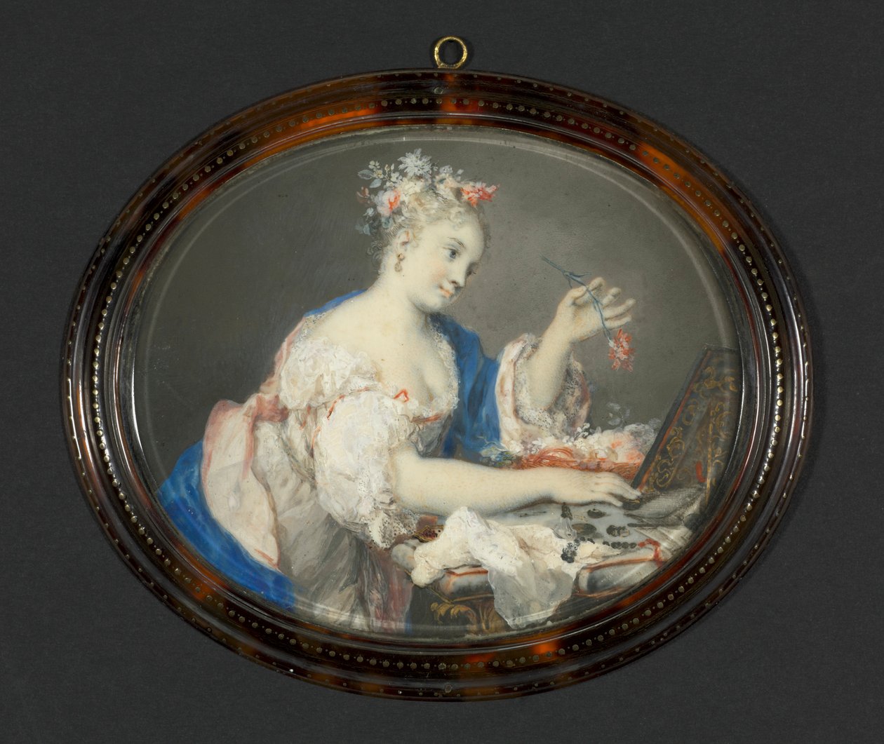 A Woman Putting Flowers in Her Hair, c. 1710 by Rosalba Carriera