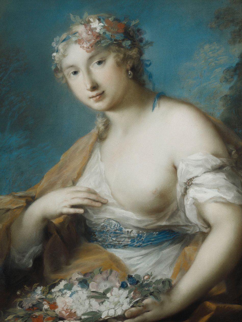 Flora, Half Length, Holding a Basket of Flowers by Rosalba Giovanna Carriera