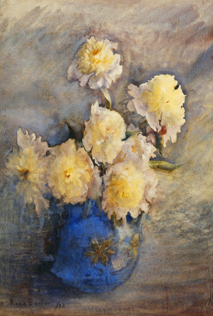Peonies in a Blue Vase by Rose Maynard Barton