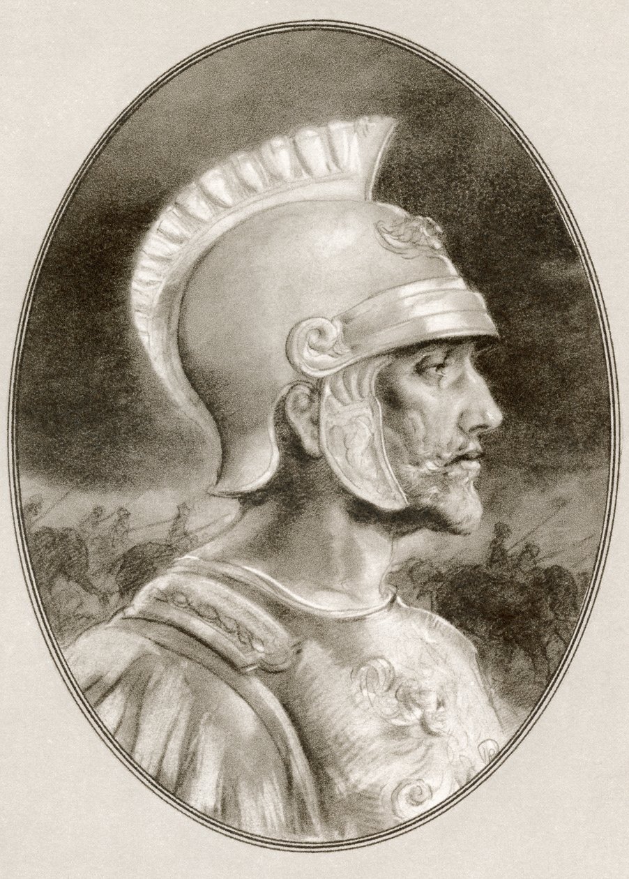 Ashoka, died 232 BC, aka Ashoka the Great. Indian emperor of the Maurya Dynasty. Illustration by Gordon Ross, American artist and illustrator (1873-1946), from Living Biographies of Famous Rulers by Ross Gordon