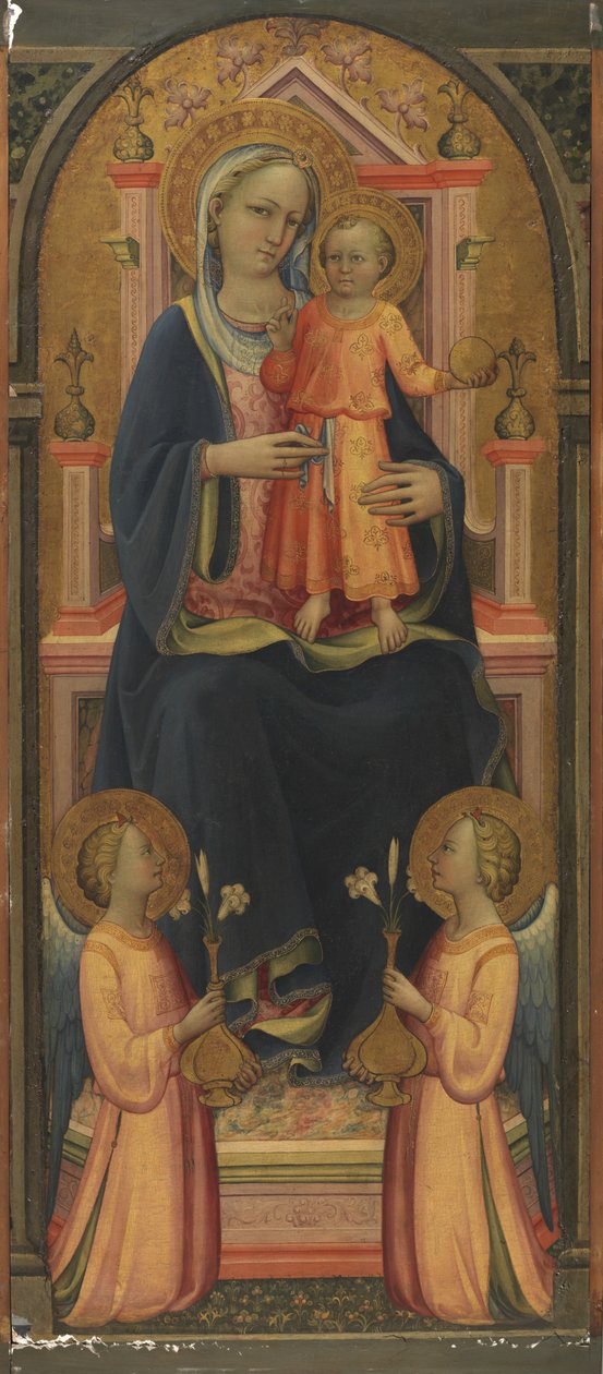 Virgin and Child Enthroned, with Two Angels by Rossello di Jacopo Franchi