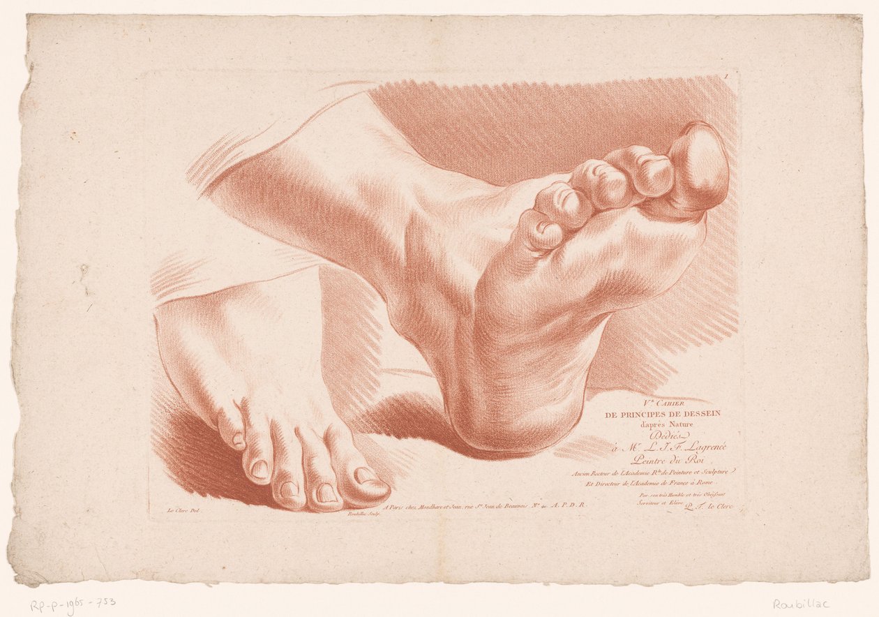 Title Print with Two Feet (Principles of Drawing from Nature, Part Five) by Louis François Roubillac