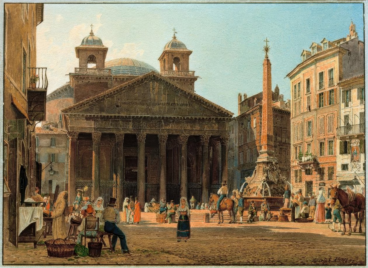 The Pantheon and Piazza della Rotonda in Rome by Rudolf von Alt
