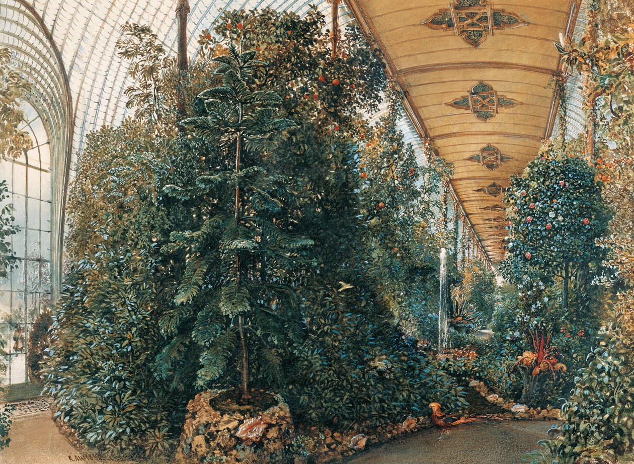 Interior of the Palm House of Lednice Palace by Rudolf von Alt