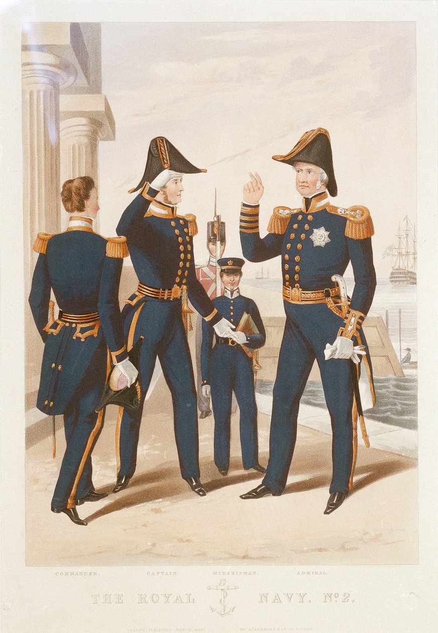 The Royal Navy. No 2. Commander. Captain. Midshipman. Admiral. by Rudolph Ackermann