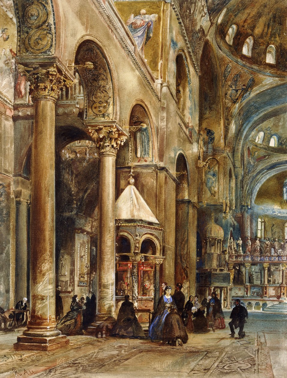 Interior of the Basilica di San Marco, Venice by Rudolf von Alt