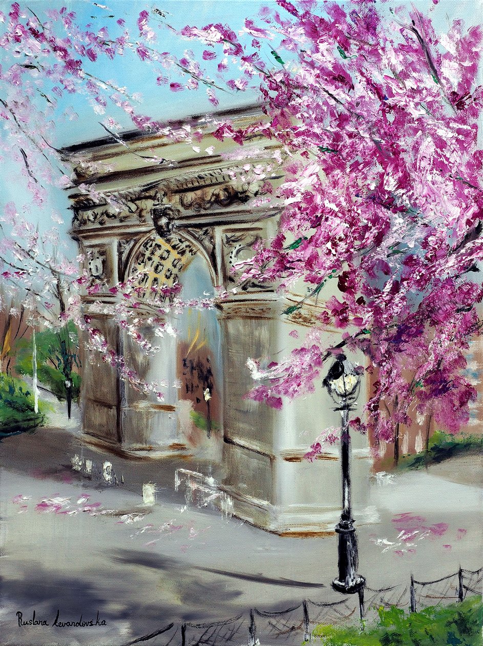 Cherry Blossoms at Washington Square Park New York, 2022 by Ruslana Levandovska