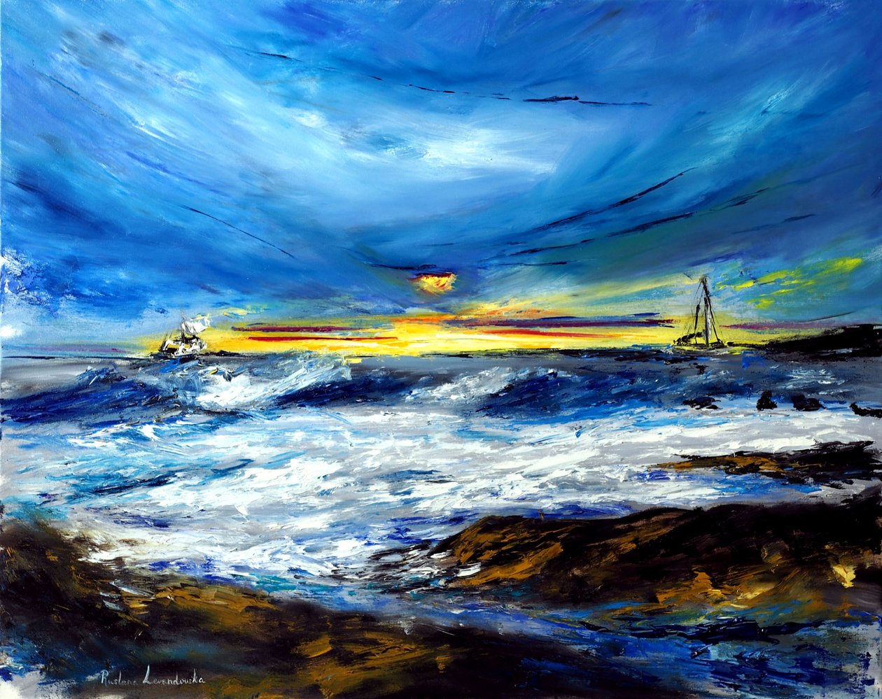 Sunset over an ocean in Hawaii, 2022 by Ruslana Levandovska