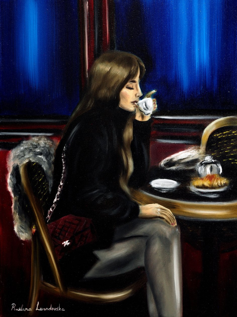 Woman at a Paris Cafe II, 2024 by Ruslana Levandovska
