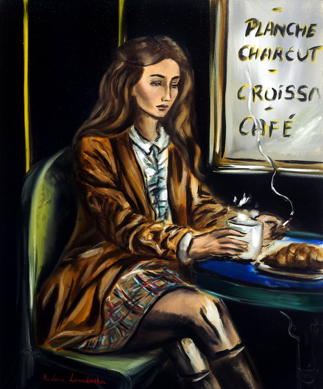 Woman at a Parisian Cafe III, 2025 by Ruslana Levandovska