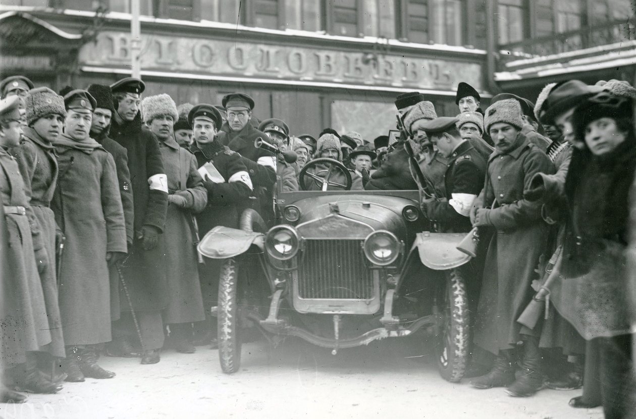 Documents check, St Petersburg, February 1917 by Russian Photographer