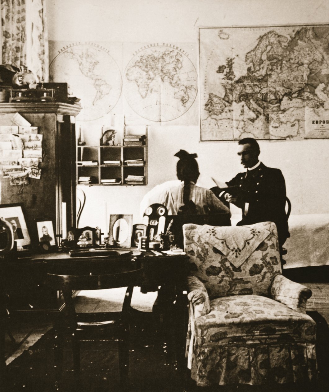 Princess Sophie Trubetskoy with her teacher, mid 1890s by Russian Photographer