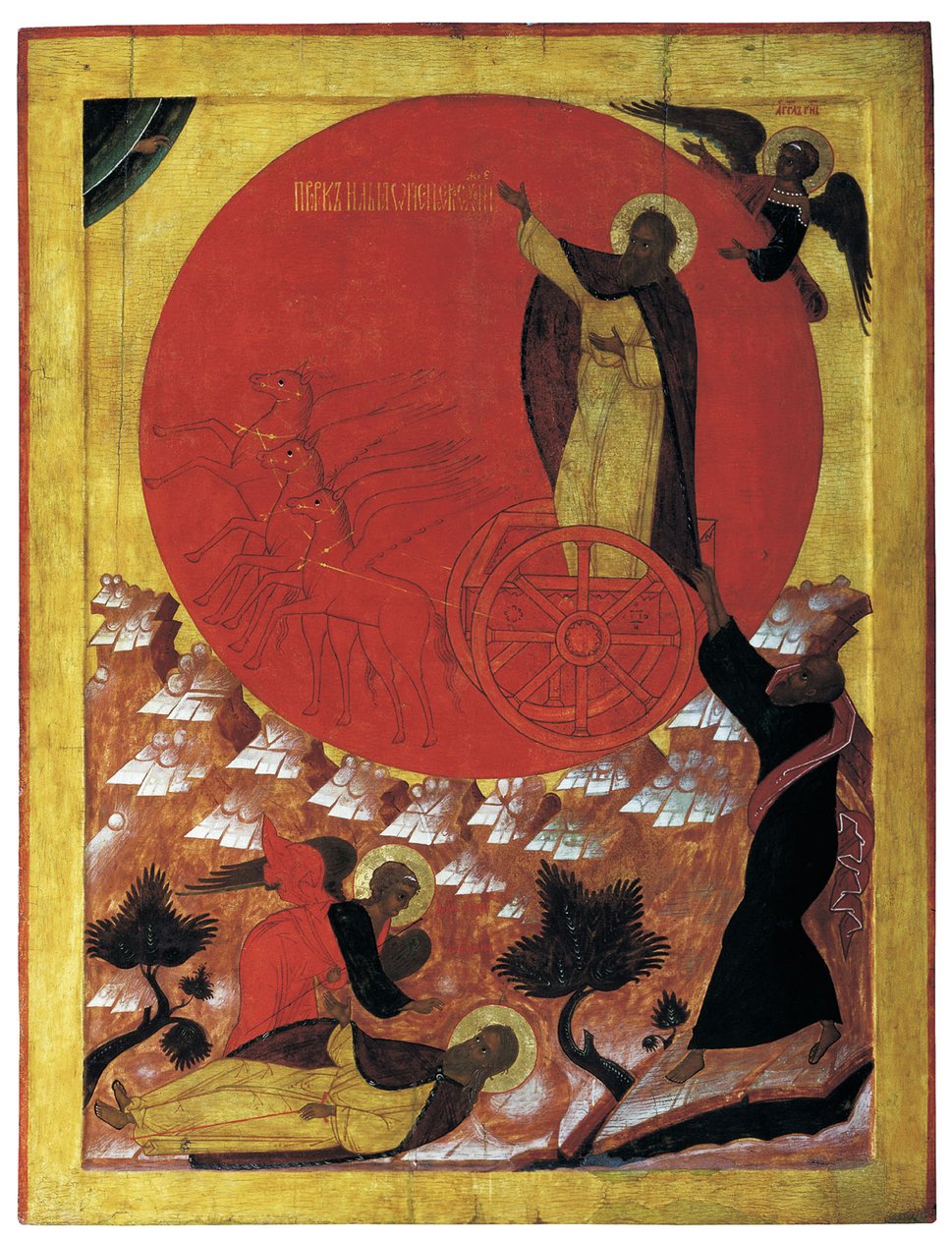 The Prophet Elijah and the Fiery Chariot by Russian School