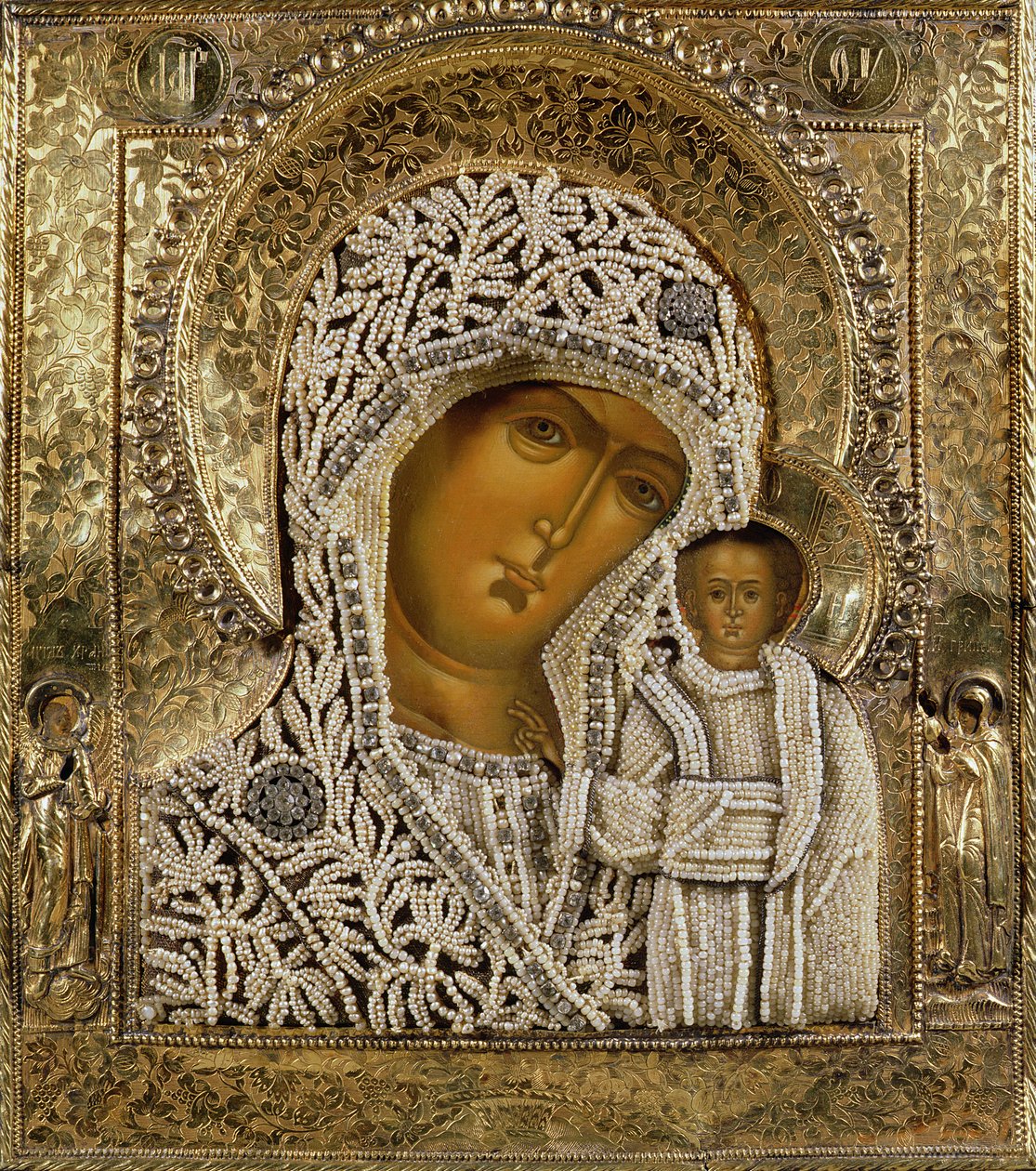 Detail of an Icon Showing the Virgin of Kazan by Yegor Petrov by Russian School