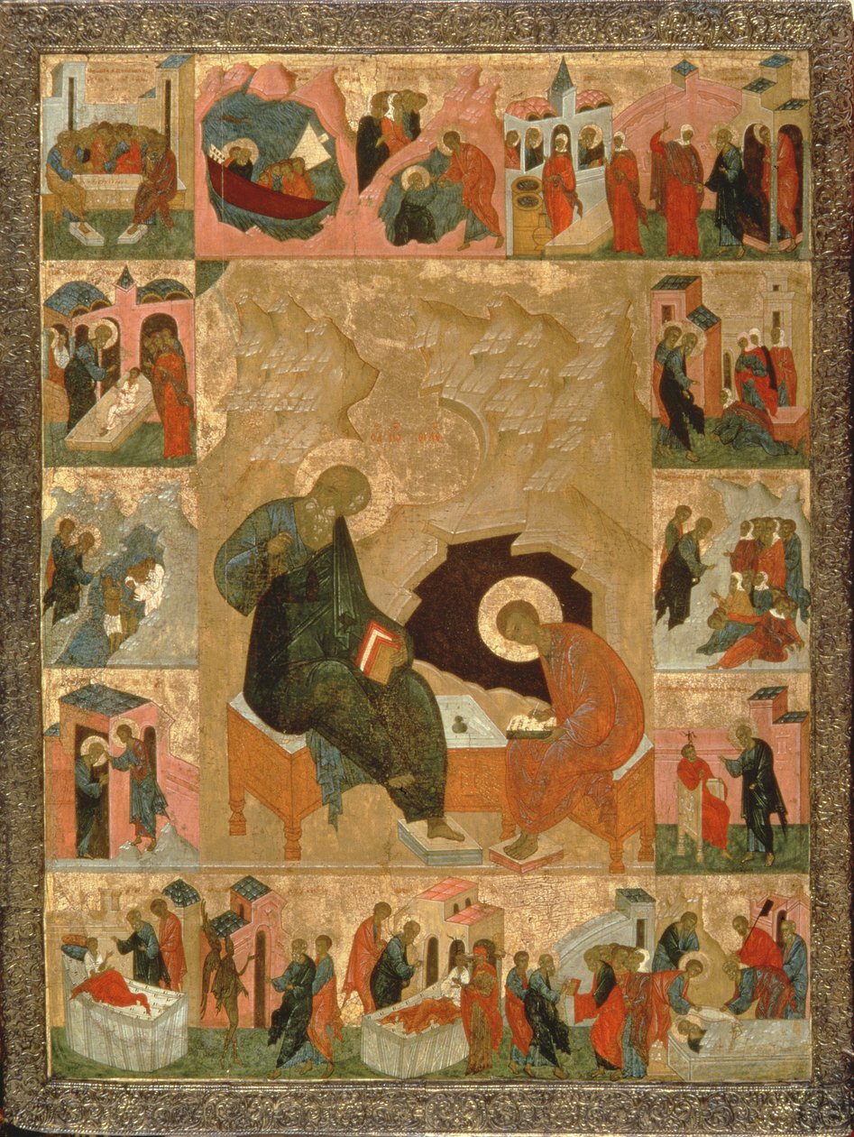 St. John the Evangelist and his Scribe, c.1500 by Russian School