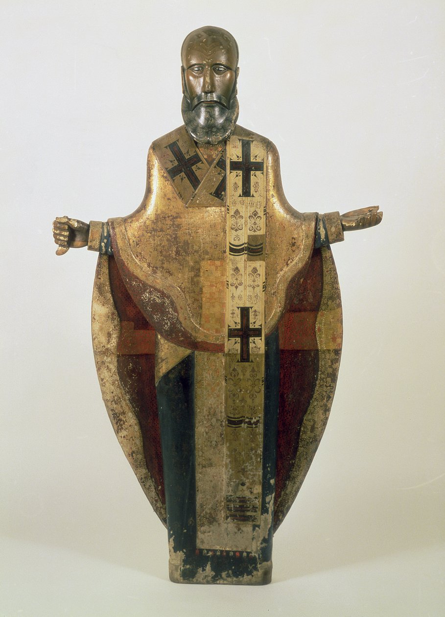 Statue of St. Nicholas of Mozhaisk, Russian, late 16th century by Russian School
