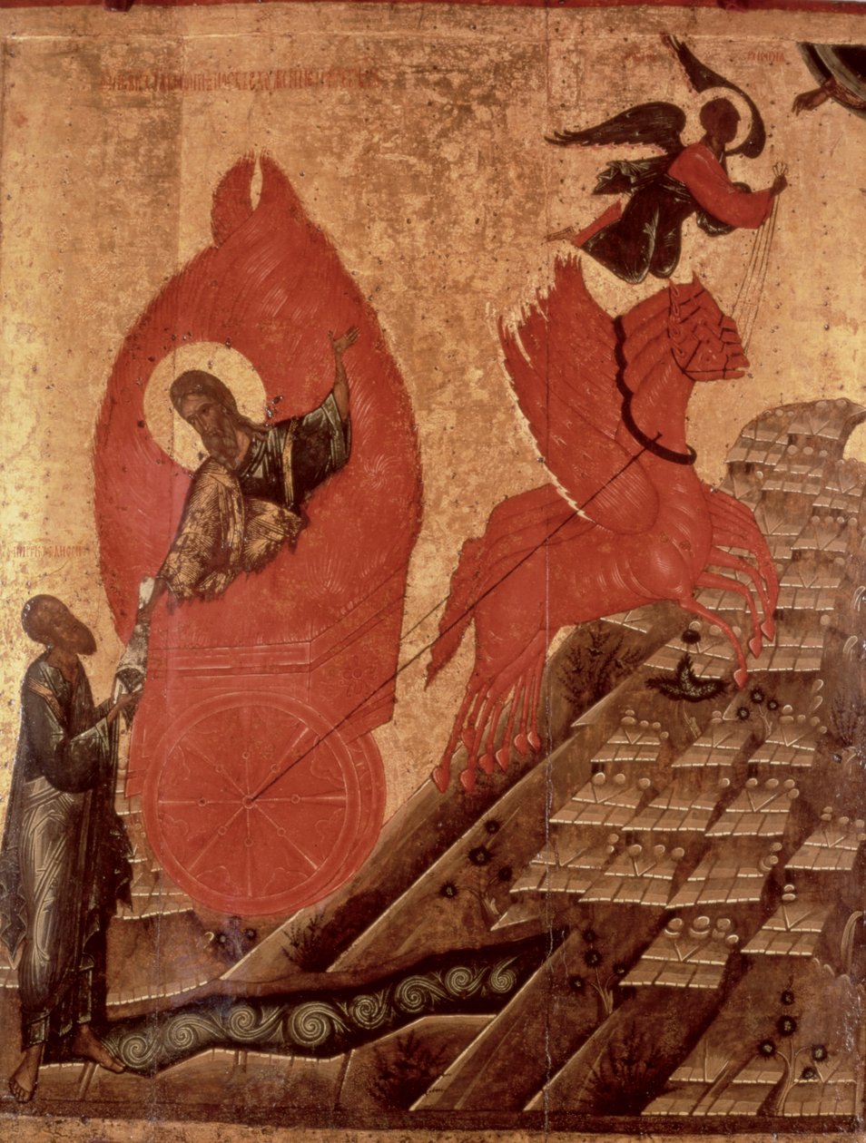 The Ascension of Elijah, icon, Pskov School, c.1650 by Russian School