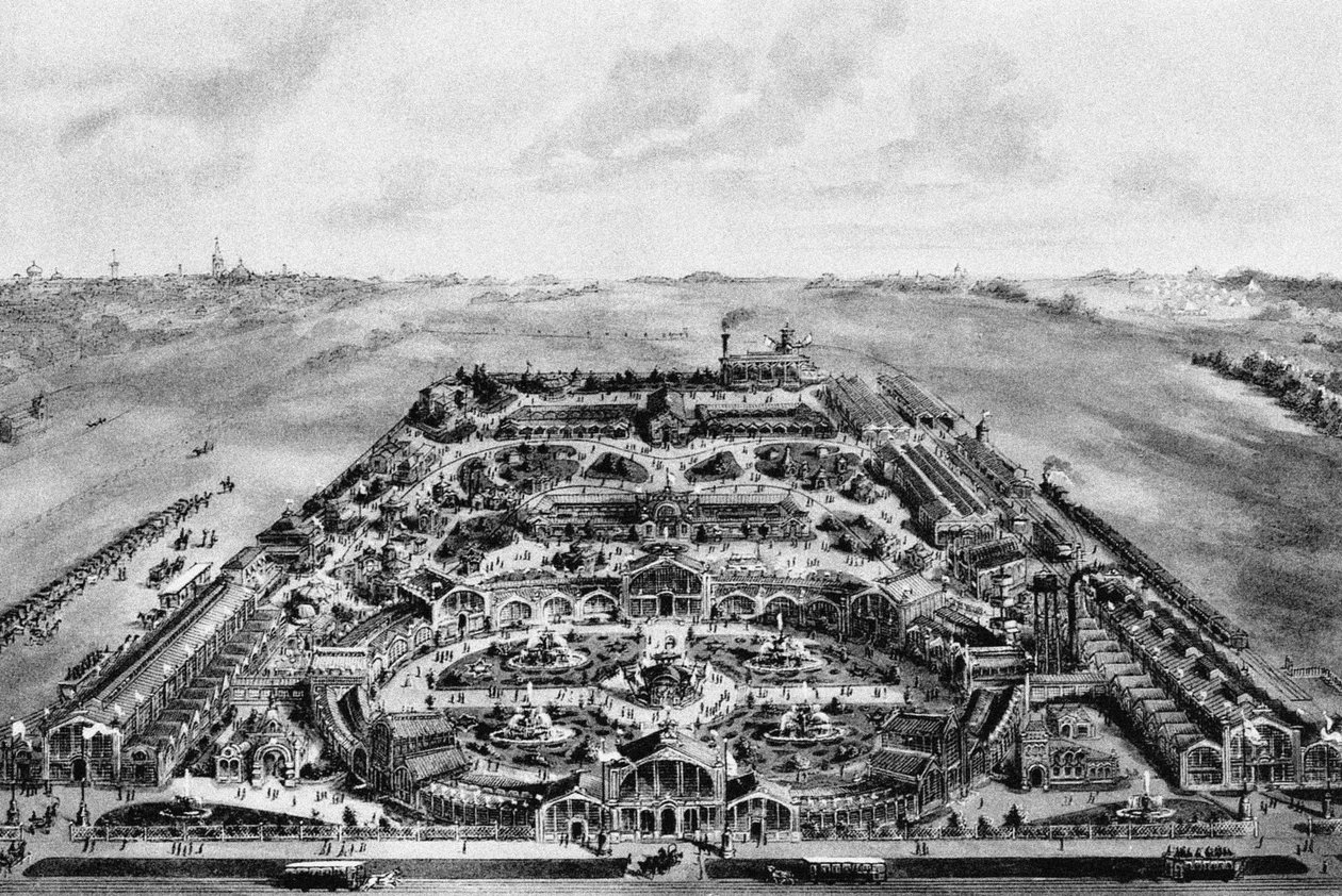 View of the 1882 All-Russian Exposition, Khodynka, Moscow, Russia by Russian School
